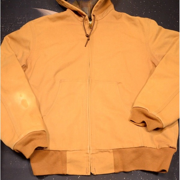 Vintage Carhartt JF1016 Jacket Men's XL Flannel Blanket Lined‎ Brown Work Hooded - Picture 1 of 7